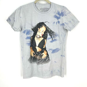 Aaliyah Portrait Band Tee Tie Dye Blue T-Shirt Large NWOT